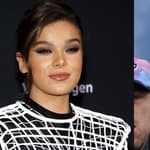 A photo collage of Hailee Steinfeld and Josh Allen