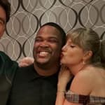 Travis Kelce, Kam Saunders, and Taylor Swift backstage