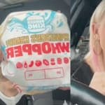 Kay Carlson trying burger king meal