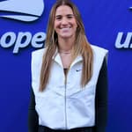 Sabrina Ionescu posing on the red carpet.