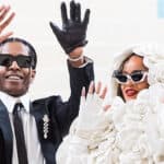 A$AP Rocky and Rihanna posing at MET Gala