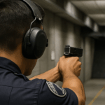 Police officer at a shooting range