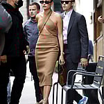 Justin and Hailey Bieber walking in Paris.