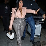 Joan Collins Percy Gibson and Lil Kim at Craig apos s in Los Angeles California