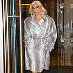 Lady Gaga seen heading to film the Colbert show in NYC