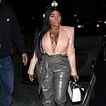 Lil' Kim was seen arriving for dinner at 'Craigs' Restaurant in West Hollywood, CA