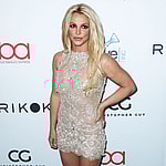 Singer Britney Spears wearing Giuseppe Zanotti Harmony Sandals arrives at the 4th Annual Hollywood Beauty Awards
