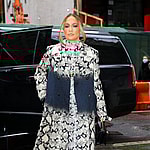 Jennifer Lopez wears a snake print ensemble