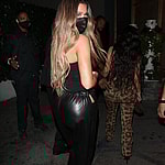 Kylie Jenner Kim and Khloe Kardashian head out for dinner at Craigs in West Hollywood CA