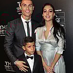 Cristiano Ronaldo with his son and his fiancee at The Best FIFA Football Awards in London