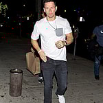 Mark Wahlberg enjoys a dinner at 'Matsuhisa' Japanese Restaurant with friends in Beverly Hills