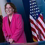 'Jeopardy!' champ Amy Schneider speaks to the media at The White House