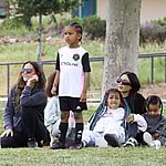 Kim Kardashian takes her kids to watch Saint play a soccer match in Calabasas