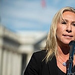 United States Representative Marjorie Taylor Greene Republican of Georgia holds a press conference regarding the recent House vote to remove her from two House committee assignments