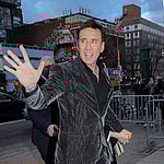 Nicolas Cage and his wife Riko Shibata seen arriving at the quot The Unbearable Weight of Massive Talent quot premiere in New York City on April 10 2022