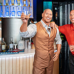 Dwayne The Rock Johnson toasts his Madame Tussauds Las Vegas wax figure as he surprises fans with visit