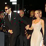 Kim Kardashian and Pete Davidson hold hands while arriving back at their Ritz-Carlton Hotel after attending The MET Gala in New York City