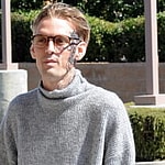 Aaron Carter new face tattoo at the Guitar Center