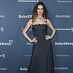Behati Prinsloo wearing a Versace dress arrives at the Baby2Baby 10-Year Gala 2021