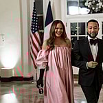 Chrissy Teigen & John Legend arrival for Macron State Dinner