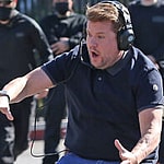 James Corden is seen filming with South Korean boy band BTS for a segment on the The Late Late Show with James Corden