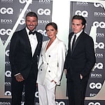 David Beckham, Victoria Beckham and Brooklyn Beckham at the GQ Men of the Year Awards at Tate Modern in London, UK.