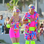 Ryan Gosling and Margot Robbie are the perfect Barbie dolls on the set of their new movie