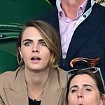Minke and Cara Delevingne attend day eight of the Wimbledon Tennis Championships at All England Lawn Tennis and Croquet Club on July 10, 2023 in London