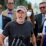 Veterans rights activist Jon Stewart offers remarks during a press conference after a Senate procedural vote to advance legislation aimed at helping millions of veterans exposed to toxic burn pits failed, outside of the US Capitol in Washington, DC, Thursday, July 28, 2022. The legislation aimed at helping millions of veterans exposed to toxic burn pits, failed in a surprise move that the Senate Veterans' Affairs chairman warned could cost veterans' lives.