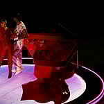 Usher and Alicia Keys perform the halftime show at the NFL Super Bowl 58 LVIII football game between the San Francisco 49ers and the Kansas City Chiefs in Las Vegas NV on Feb 11, 2024