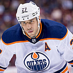 Milan Lucic waits for the face-off during NHL game between the Edmonton Oilers and the Vancouver Canucks at Rogers Arena in Vancouver, Canada.