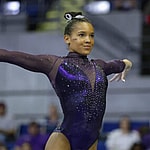 March 8, 2024: LSU's Haleigh Bryant competes on the balance beam during the Purple and Gold Podium Challenge woman's gymnastics quad meet at the Raising Canes River Center in Baton Rouge, LA. Jonathan Mailhes/CSM (Credit Image: © Jonathan Mailhes/Cal Sport Media) Newscom/(Mega Agency TagID: csmphotothree239123.jpg) [Photo via Mega Agency]
