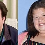 Dan Schneider talking on YouTubbe (left) Lori Beth Deburg in black striped dress (right)