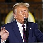 Donald Trump speaking (left) Joe Biden delivers speech (right)