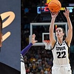 Stephen A. Smith (left) Caitlin Clark (right)