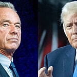 A photo collage of Robert Kennedy and Donald Trump