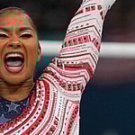 Jordan Chiles cheering at 2024 Paris Olympics