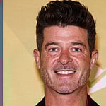 A photo collage of Robin Thicke and Selena Gomez