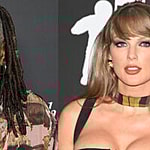 A photo collage of Whoopi Goldbergo and Taylor Swift