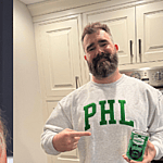 Taylor Swift and Jason Kelce collage