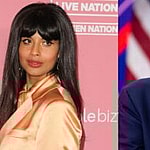 Jameela Jamil, Donald Trump photo collage