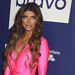 Side by side of Teresa Giudice and Joe Gorga posing on the red carpet at an event.