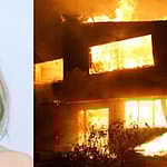 Anna Faris (left) California wildfires burn down home (right)
