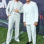 Patrick Mahomes and Travis Kelce at Los Angeles Premiere Of Netflix's 'Quarterback' Season 1