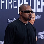 Kanye West and his wife Bianca Censori at the Grammy Awards 2025 red carpet