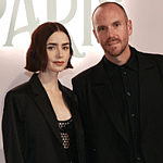 Lily Collins posing with husband Charlie McDowell