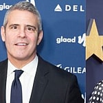 Photo collage of Karen Huger and Andy Cohen.