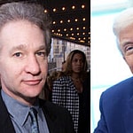 A photo collage of Bill Maher and Donald Trump