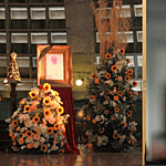 A memorial service for the Pope and a nun praying