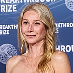 Gwyneth Paltrow wearing a Donna Karan New York RE15 gown, Messika jewelry, and Santoni shoes arrives at the 11th Annual Breakthrough Prize Ceremony 2025